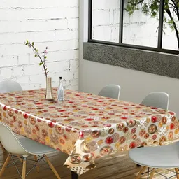 Dakshya Industries Gold-Toned Floral Waterproof Plastic 6-Seater Table Cover-image-8