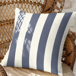 CASABLEU Blue & White 2 Pieces Striped Square Cushion Covers-image-50
