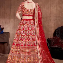 DIVASTRI Embroidered Sequinned Semi-Stitched Lehenga & Unstitched Blouse With Dupatta image 5