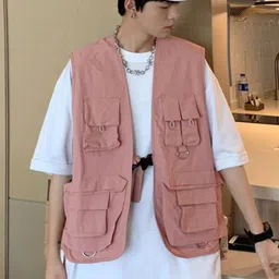 StyleCast Men Solid Oversized Pockets Open Front Jacket-6