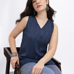 Anouk Rustic V-Neck Self-Striped Kurti-picture-21
