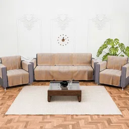 RUBOXA Gold-Toned Cotton Sofa Cover With Arms-image-97