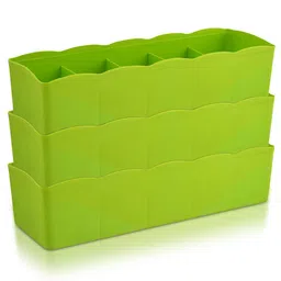 Kuber Industries Green & Pink 3 Pieces Regular Drawer Organisers-17