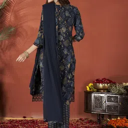 Anouk Women Floral Printed Regular Thread Work Kurta with Trousers & With Dupatta image 4