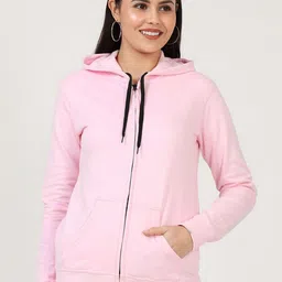 Dogman Women Solid Hooded Front-Open Sweatshirt-image-98