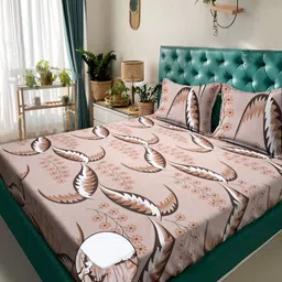 Myntra Elegant Homes Brown & Black Printed 300 TC King Bedsheet Set 2.50m x2.25m-image-24
