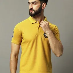 HUSHBUCKS Men Polo Collar Applique T-shirt-picture-21