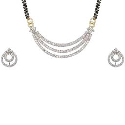 JSD Silver-Plated Artificial Stones Studded And Beaded Mangalsutra-image-59