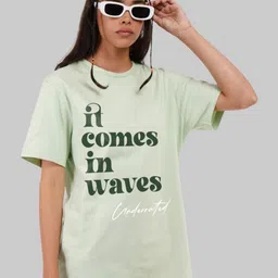 Underrated Club Women Printed Bio Finish Applique T-shirt-picture-5
