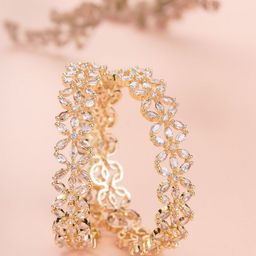 Opal Touch Set Of 2 Gold-Plated AD Studded Bangles image 2