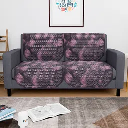 Kuber Industries Brown & Pink 4 Pieces Self Design Cotton 2 Seater Sofa Covers-69