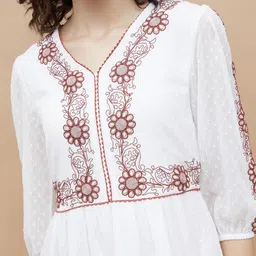 Colour Me by Melange Women Puff Sleeve A-Line Dress-image-83