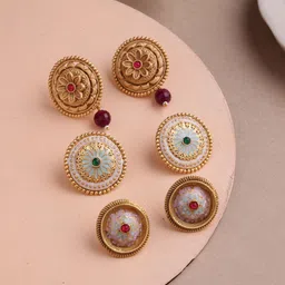 PANASH Set Of 3 Gold Plated Circular Studs image 1