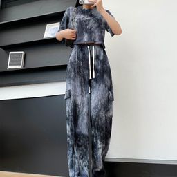 Lugo Dyed Round Neck T-Shirt With Trousers-image-95