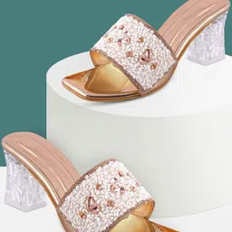 HUNYZA FOOTWEAR Embellished Party Block Mules-image-79