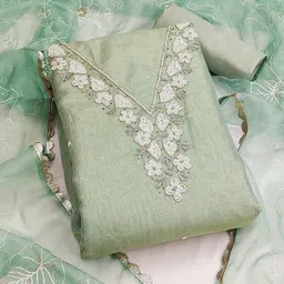 SHADOW & SAINING Floral Embellished Beads And Stones Semi-Stitched Dress Material-image-73