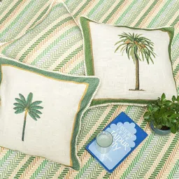 Crown of Poppies Green Set of 4 Square Cushion Covers & Throw Set-picture-30