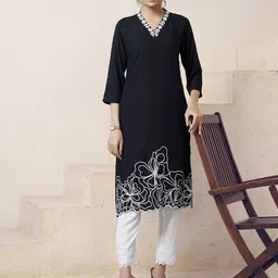 SHREE LAXMINARAYAN EXPORT Women Embroidered Thread Work V-Neck Straight Kurta-image-28