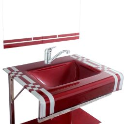 Wash Basin With Mirror Shelf & Steel Stand (17"x18" Inch) OV_ 001 BRIX CHERRY SMALL SIZE Wall Hung Basin-8