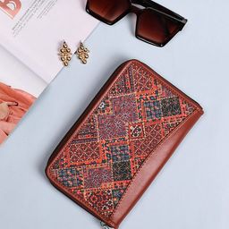 ZOUK Bhuj Rabari Women Ethnic Motifs Printed Leather Zip Around Wallet-picture-8