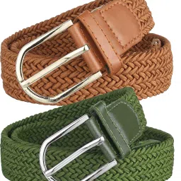 Women Tan, Green Canvas, Fabric Belt-image-82