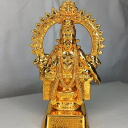 GODDESS AYYAPPA / SABARIMALA IYYAPPA GOLDEN COLOUR METAL DASHBOARD IDOL Decorative Showpiece - 9 cm-image-1