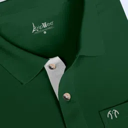 triptee Men Solid Polo Neck Pure Cotton Dark Green T-Shirt-picture-15