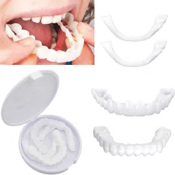 Snap-On Smile Veneers | Reusable Upper & Lower Cosmetic Denture Set Teeth Wipe-27