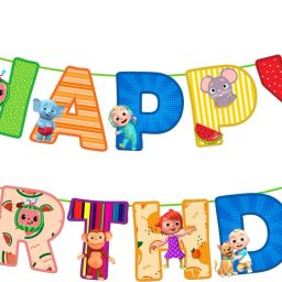 Cocomelon Happy Birthday Banner Gaming Party Supplies For Kids and Adults Birthday Party Decorations Banner-image-41