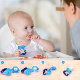 rkvilla Teether and Fruit Feeder Easy to Hold and Nibbler with Protective Cap BPA Free Soother image 4