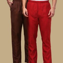 Pack of 2 Mens Cotton Blend Ethnic Wear Solid & Textured Pyjama Men Pyjama-picture-8