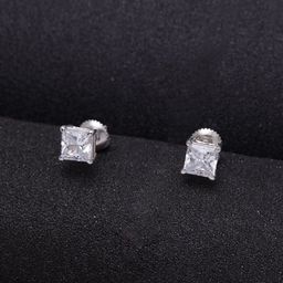 clara Square Cubic Zirconia Sterling Silver Stud Earring-picture-2