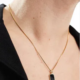 vedansh Stylish Gold Plated Black Onyx Pendants Gold-plated Onyx Brass Pendant-picture-0