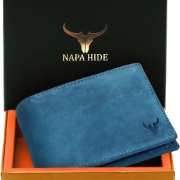 Men Blue Genuine Leather RFID Wallet - Regular Size-image-94