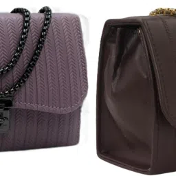 Purple, Brown Women Sling Bag Women Embossed Textured Flap Sling Bag with Adjustable Strap-11