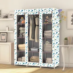 10 Layer 3 Door Digital Print PP Collapsible Wardrobe-17