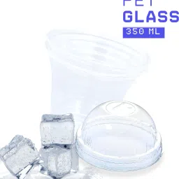 (Pack of 100) PET Glasses 350ML with Dom Lid for Parties / Function Glass Water/Juice Glass-image-23