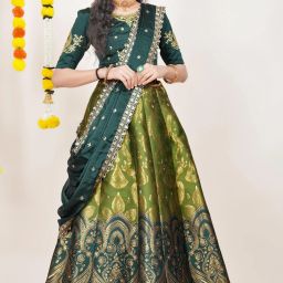 Self Design Semi Stitched Lehenga Choli-image-76
