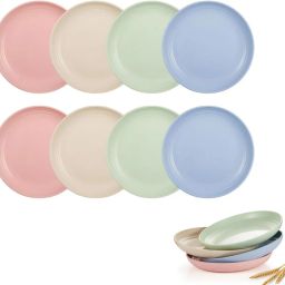 Unbreakable Dinner Deep Plates, 25 CM Wheat Straw Plates, Reusable Deep Plates Rice Plates-8