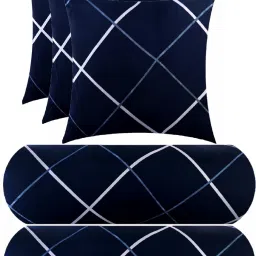 3 Cushion 2 bolster Microfibre Geometric Bolster Pack of 5-image-22