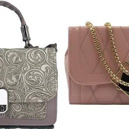 Grey, Orange Women Sling Bag Women Embossed Textured Flap Sling Bag with Adjustable Strap-5