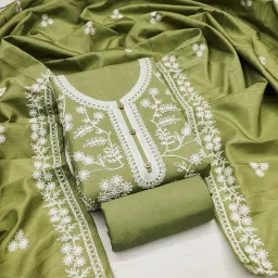 Unstitched Silk Blend Salwar Suit Material Embroidered-image-25