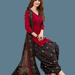 Unstitched Crepe Salwar Suit Material Printed-image-57