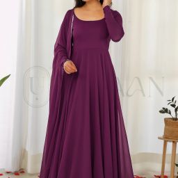 Solid Georgette Stitched Anarkali Gown-image-23