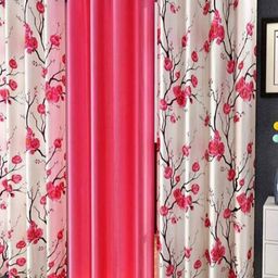 Galaxy Home Decor Pink Set of 3 Floral Window Curtain-image-22