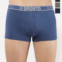 Sporto by Macho Men Pack Of 4 Combed Cotton Mid-Rise Short Trunks-picture-29