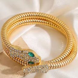 DIVASTRI Gold-Plated AD Studded Stainless Steel Anti Tarnish Wraparound Bracelet-image-20