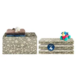 Kuber Industries Beige 4 Pieces Printed Non-Woven Wardrobe Storage Organisers With Handle-17