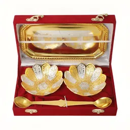 INTERNATIONAL GIFT 6-Pcs Yellow & Red Bowl Set With Tray & Spoons-15