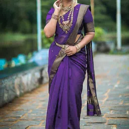 KALINI Woven Design Zari Silk Blend Banarasi Saree-image-93